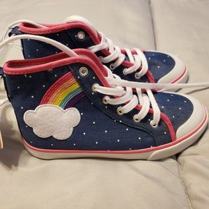 NWT Gymboree denim look high top rainbow sneakers